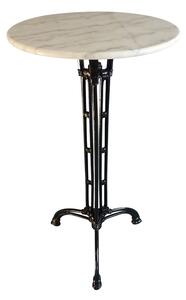 Masa de Bar pentru Exterior Model Meppo, Alb marmorat/Negru, D60x107.8 cm