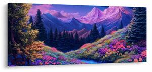 Tablou - Peisaj violet la lună plină (120x50 cm)