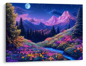 Tablou - Peisaj violet la lună plină (70x50 cm)