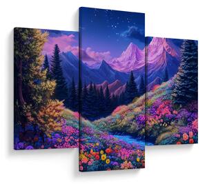 Tablou - Peisaj violet la lună plină (90x60 cm)