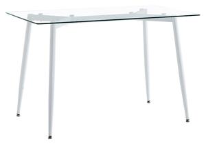 Masa dining Quana, Pako World, Sticla, Picioare albe, 120x70x75 cm