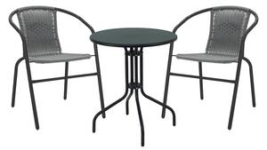 Set masă și scaune de exterior, 3 Piese, Model , Negru