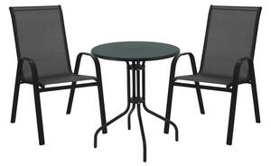 Set masă și scaune de exterior, 3 Piese, Model , Negru