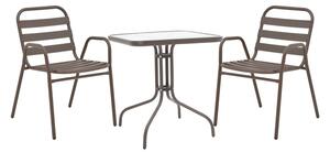 Set masă și scaune de exterior, 3 Piese, Model Watson-Sussie, Maro, 60x60x70 cm