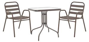 Set masă și scaune de exterior, 3 Piese, Model Watson-Sussie, Maro, 70x70x70 cm