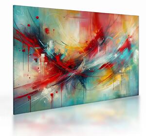 Tablou pe sticlă – Abstracție cu roșu (70x50 cm)