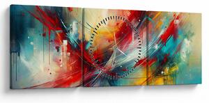 Tablou – Abstracție cu roșu (cu ceas) (90x30 cm)