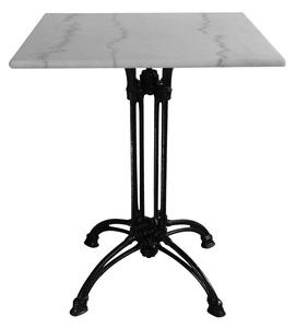 Masa de Gradina Model Marmol, Alb marmorat/Negru, 70x70x71.8 cm