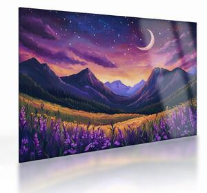 Tablou pe sticlă - Peisaj violet (70x50 cm)