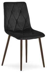 Scaun Bucatarie/Dining Fido ,Finisaj Lemn Culoare Nuc, Catifea Neagra