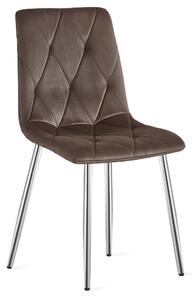 Scaun Bucatarie/Dining Fido,Picioare Cromate, Catifea Maro Inchis