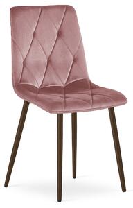 Scaun Bucatarie/Dining Fido Picioare Finisaj Lemn Culoare Nuc, Catifea Roz