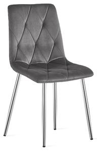 Set 4 Scaune Bucatarie/Dining Fido, Picioare Cromate,Catifea Gri Inchis