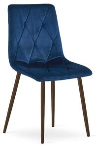 Scaun Bucatarie/Dining Fido Picioare Finisaj Lemn Culoare Nuc, Catifea Albastra