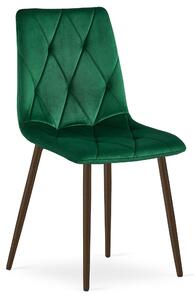 Scaun Bucatarie/Dining Fido Picioare Finisaj Lemn Culoare Nuc, Catifea Verde