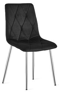 Scaun Bucatarie/Dining Fido ,Picioare Cromate, Catifea Neagra
