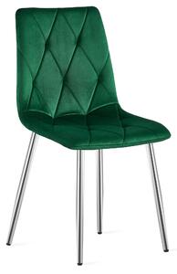 Scaun Bucatarie/Dining Fido ,Picioare Cromate, Catifea Gri Verde