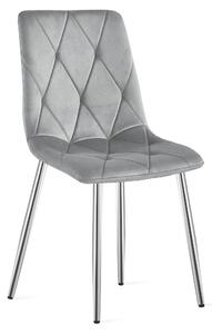Scaun Bucatarie/Dining Fido ,Picioare Cromate, Catifea Gri Deschis