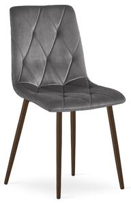 Scaun Bucatarie/Dining Fido Picioare Finisaj Lemn Culoare Nuc, Catifea Gri Inchis