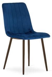Scaun Bucatarie/Dining Gabe Picioare Finisaj Lemn Culoare Nuc, Catifea Albastra