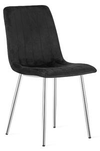 Scaun Bucatarie/Dining Gabe ,Picioare Cromate, Catifea Neagra