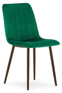 Scaun Bucatarie/Dining Gabe Picioare Finisaj Lemn Culoare Nuc, Catifea Verde