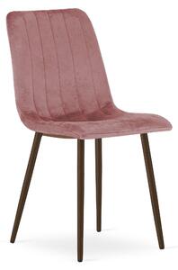 Scaun Bucatarie/Dining Gabe Picioare Finisaj Lemn Culoare Nuc, Catifea Roz
