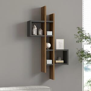 Raft de perete Garel, Pako World, Nuc-Antracit, 53x19x108 cm