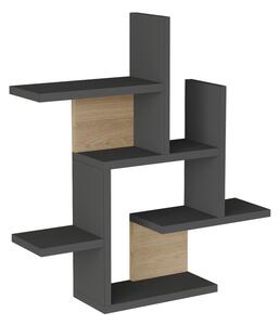 Raft de perete Nogara, Pako World, Antracit-Natural, 62x14x66 cm