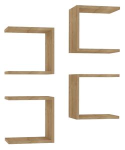Set 4 rafturi de perete Perari, Pako World, Stejar, 30x19x30 cm
