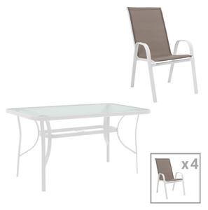 Set dining Calan-Ensure, Pako World, Metal, Alb, 120x70x70 cm