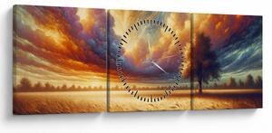 Tablou – Arbore pe câmp (cu ceas) (90x30 cm)