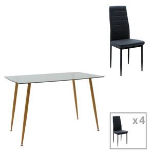 Set dining Chloe-Parker, Pako World, Sticla, Gri, 120x70x75 cm
