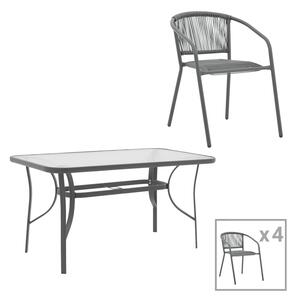 Set dining Ensure-Lindaria, Pako World, Metal, Gri, 120x70x70 cm