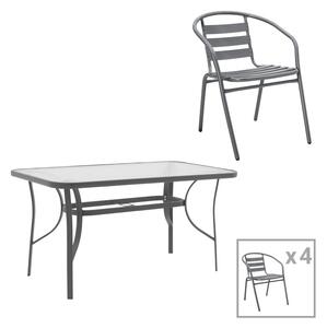 Set masă și scaune de exterior, 5 Piese, Model Ensure-Tade, Gri închis, 120x70x70 cm