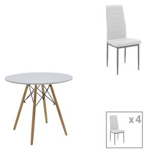 Set dining Julita-Parker, Pako World, 5 piese, MDF, Alb-natural, 80x80x73 cm