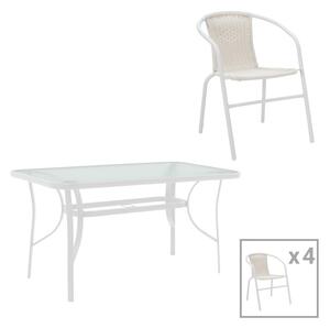 Set dining Obbi-Ensure, Pako World, Metal, Alb, 120x70x70 cm