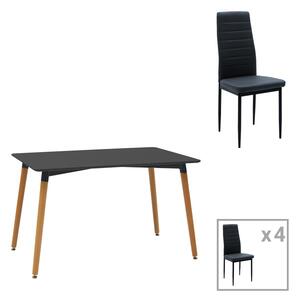 Set dining Natali-Parker, Pako World, 5 piese, MDF, Negru, 120x80x76 cm