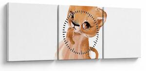 Tablou - Animăluț în acuarelă N⁰6 (cu ceas) (90x30 cm)