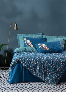 Lenjerie de pat pentru o persoana, 3 piese, 160x220 cm, 100% bumbac ranforce, Cotton Box, Freya, albastru inchis