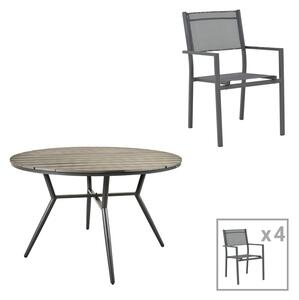 Set masa si scaune Appa-Moly, Pako World, 5 piese, Antracit, 120x120x74 cm