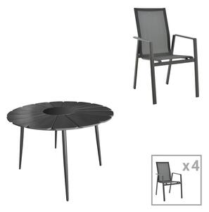 Set masa si scaune Pinap-Dashiell, Pako World, 5 piese, Negru, 110x110x74 cm