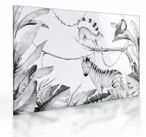 Tablou pe sticlă - Acuarelă Jungla (70x50 cm)