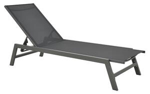 Șezlong din aluminiu si textilenă Model Boka, Gri închis, 60x192x31 cm