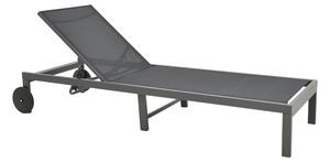 Șezlong din aluminiu si textilenă Model Mailo, Gri închis, 71x206x30 cm