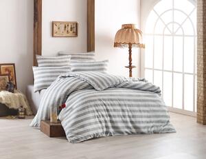 Lenjerie de pat pentru o persoana, 2 piese, 135x200 cm, amestec bumbac, EnLora Home, Hook, gri