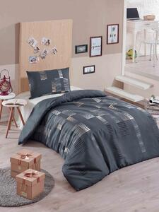 Lenjerie de pat pentru o persoana, 2 piese, 155x220 cm, amestec bumbac, Eponj Home, Trace, antracit