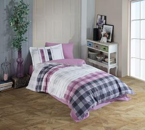 Lenjerie de pat pentru o persoana, 3 piese, 160x220 cm, 100% bumbac poplin, Hobby, Suelita, roz