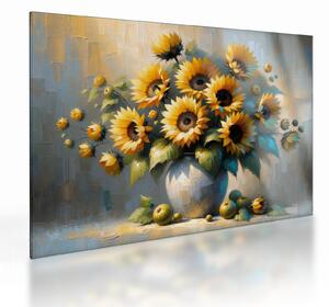 Tablou pe sticlă – Vază cu floarea-soarelui (70x50 cm)