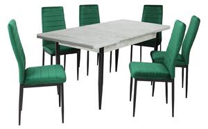 Set masă extensibilă Aris Ash White cu 6 scaune Oscar Verde